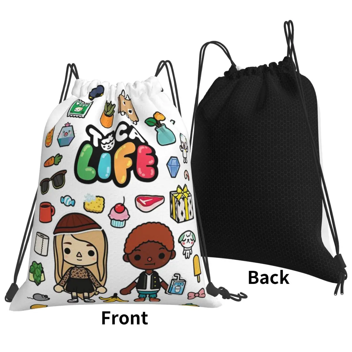 

Toca Boca Backpacks Fashion Portable Drawstring Bags Sports Bag Book Bags For Man Woman School