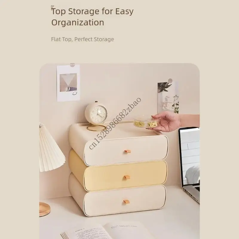 H7EA Space Saving Stackable Organizers Clear Drawer Bins Nonslip Base