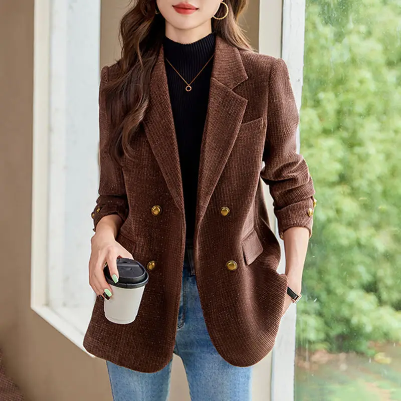 معطف نسائي لربيع 2025 ort مصمم خصيصًا من Jaet Ele Lady Sle للإنتاج الصيني طويل Sve بزر مزدوج