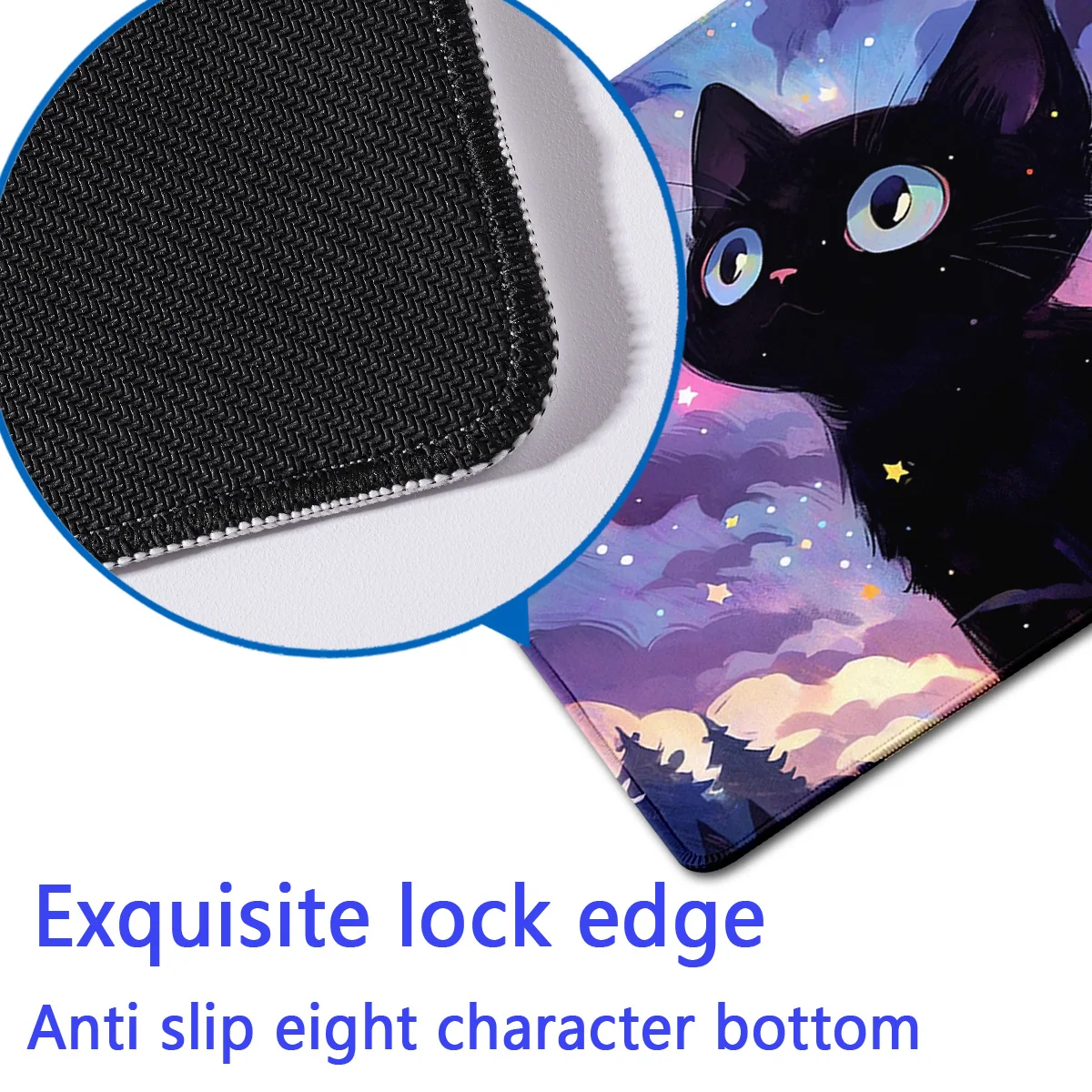 Bonito céu estrelado gato mousepad computador de escritório pequeno teclado mouse pad mesa grande teclado tapete portátil antiderrapante almofada gamingma