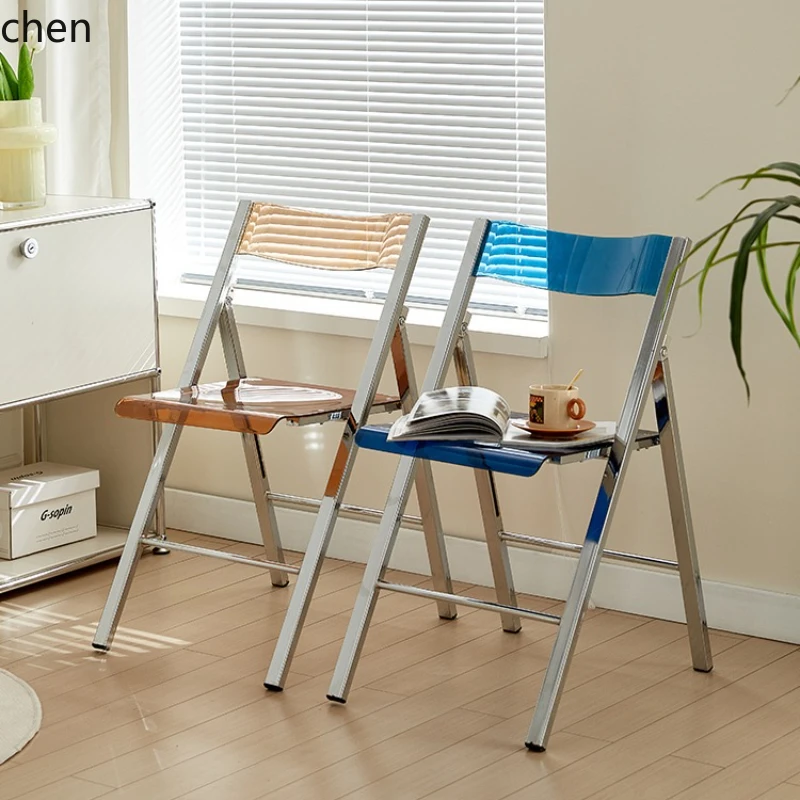 HTT Thickened Acrylic Folding Chair Home Internet celebrity ins Backrest Dining Chair Modern Simple Casual
