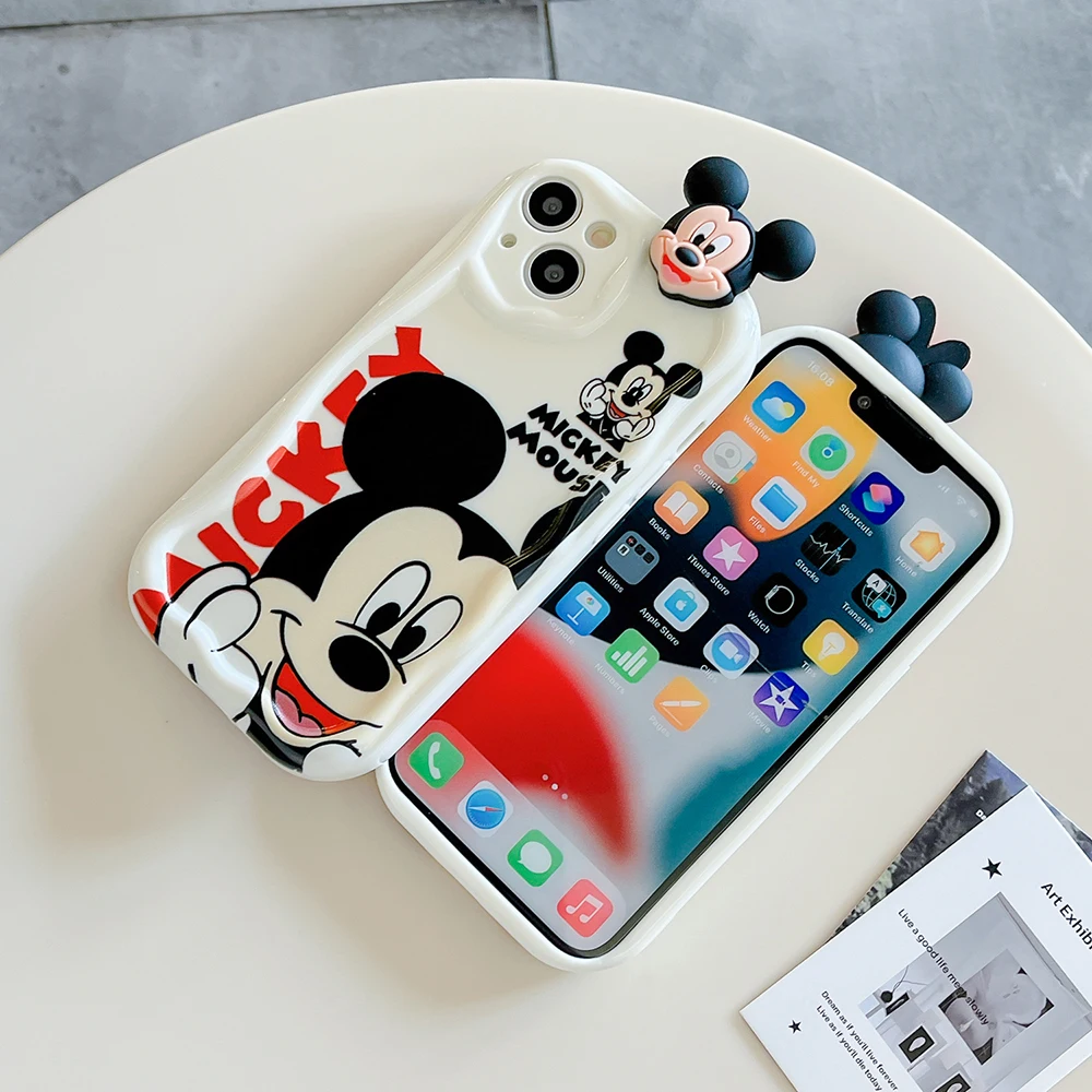 Sweet Minnie Mickey Head Cartoon Wave TPU Soft Phone Case for OPPO A59 A60 A79 A38 A58 A78 A57 A77S A54 A74 A94 A15 A16 A17 A18