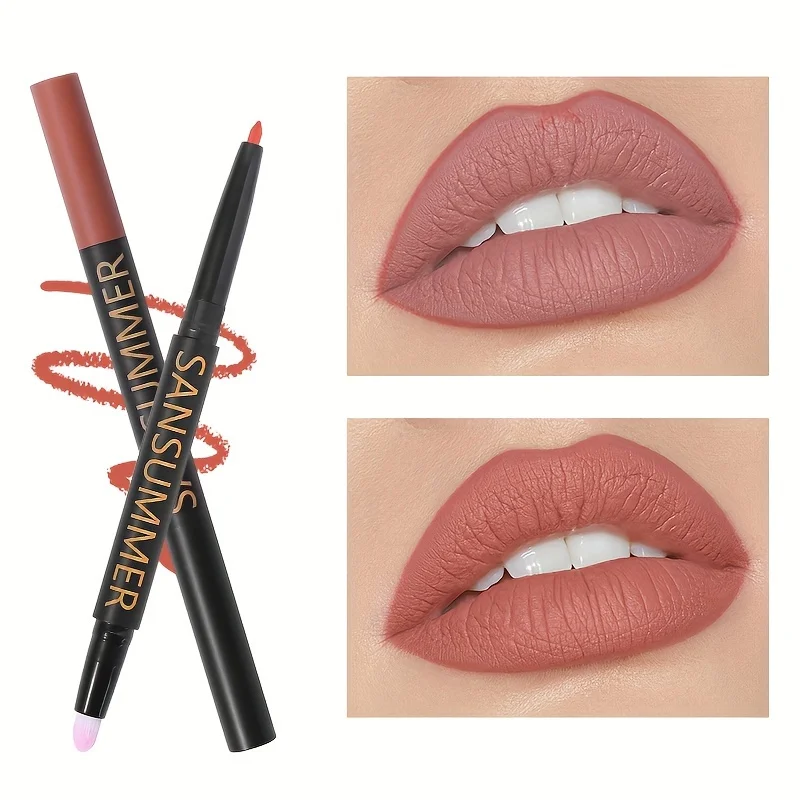 قلم تحديد شفاه مكون من 6 ألوان مع فرشاة شفاه مقاومة للماء والعرق ومستحضرات تجميل مخملية ومتعددة الألوان #4