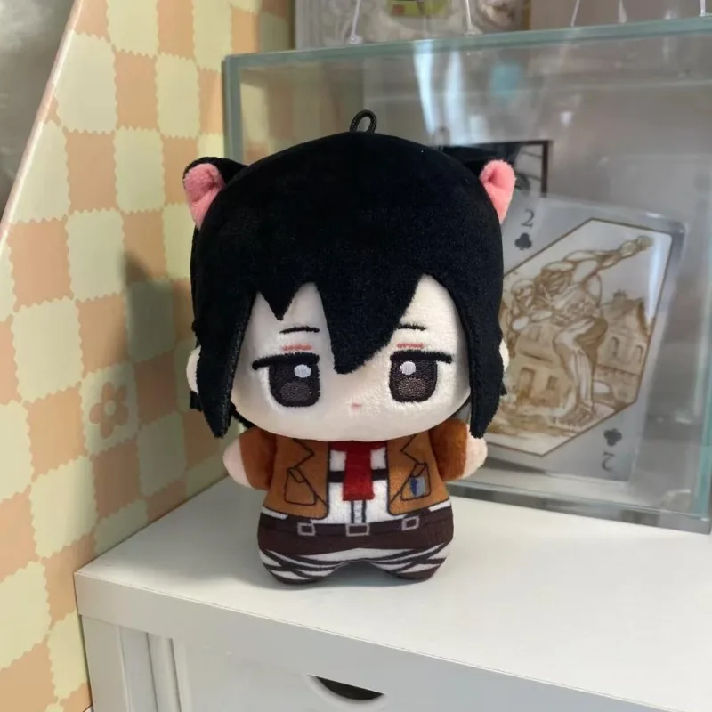 10cm ataque em titã eren jaeger figura de pelúcia chaveiros acessórios kawaii anime mikasa ackerman bonecas mochila pingente modelo