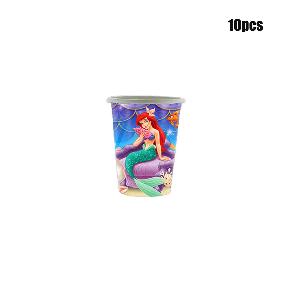 The Little Mermaid Princess Ariel Tableware Set Birthday Party Decorations Paper Plate Napkin Cup Tablecloth Party Supplies