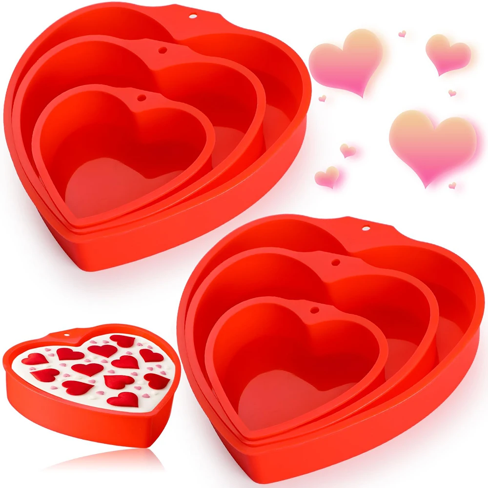 4/6/8 pollici teglie per torte a forma di cuore di san valentino stampi per dolci in Silicone riutilizzabili antiaderenti strumenti per la