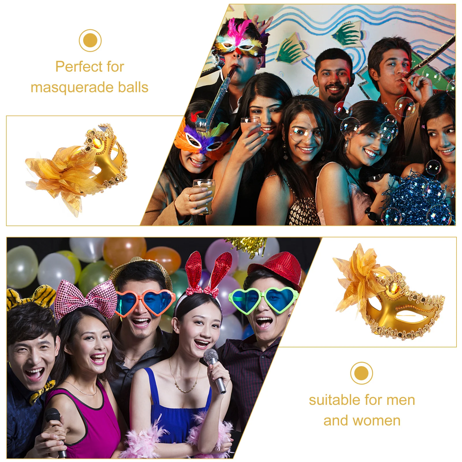 

2Pcs Delicate Masquerade Mask Flower Design Adjustable Band Ties Comfortable for Fancy Dress Party Supplies Masquerade Mask