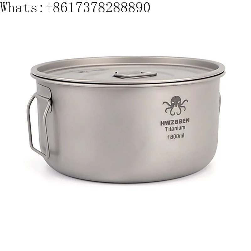 Ultralight Titanium Outdoor Cooking Pot Camping Equipment Picnic Utensils Kitchen Traveling Hiking BBQ Cookware