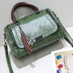 New Flowers Pendant Handbag Women's Fashion Boston Bags Single Shoulder Bag Ladies Crossbody Bag Pu Messenger Bag Women Bag