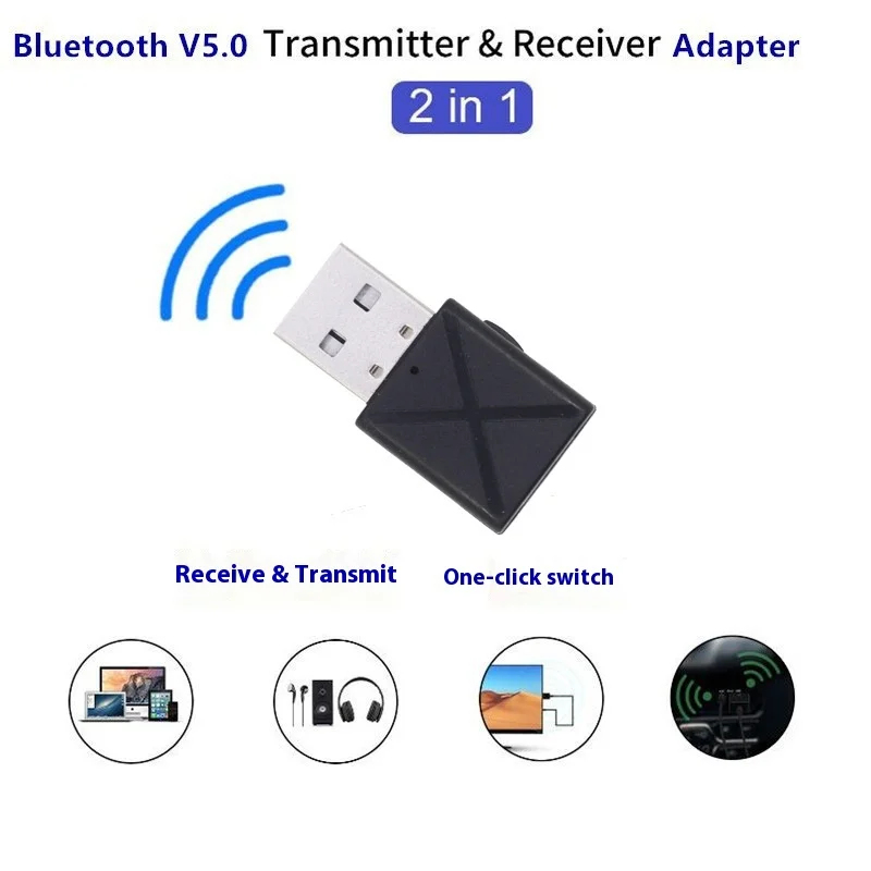 5.0 Bluetooth Adapter USB Audio Receiver Transmitter 2 in 1 Computer TV Speaker Bluetooth Receiver