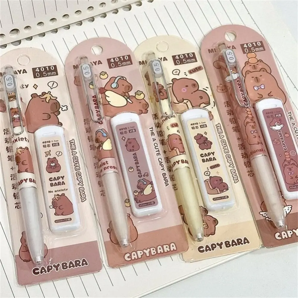 Kids Gift Capybara Mechanical Pencil Animal Cartoon Automatic Pencil Kawaii Sketch Propelling Pencil Stationery Set