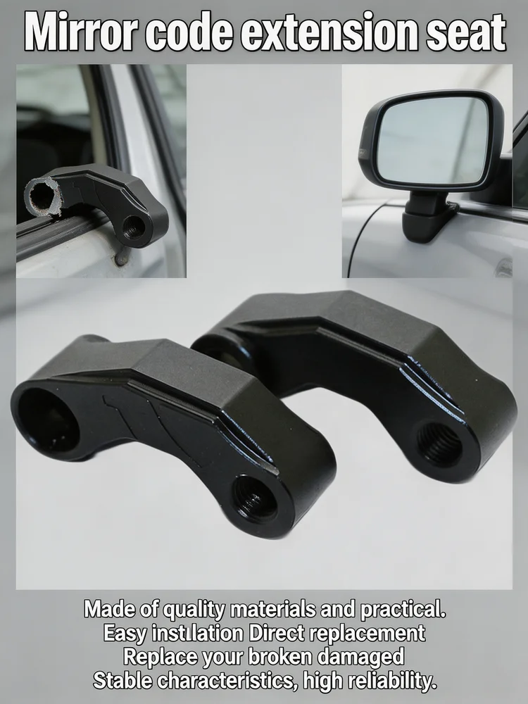 Car Parts Motorcycle Mirror Extension Riser Bracket CNC Aluminum Alloy Black Silver Rearview Mirror Extender Adapter Accessories