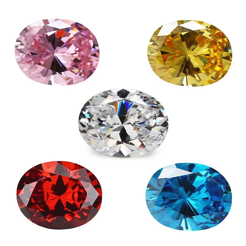 

3x5mm~10x12mm 5A Oval Cut Cubic Zirconia Synthetic Gemstone White GoldenYellow Pink Garnet SeaBlue Mix 5 Colors Loose CZ Stone