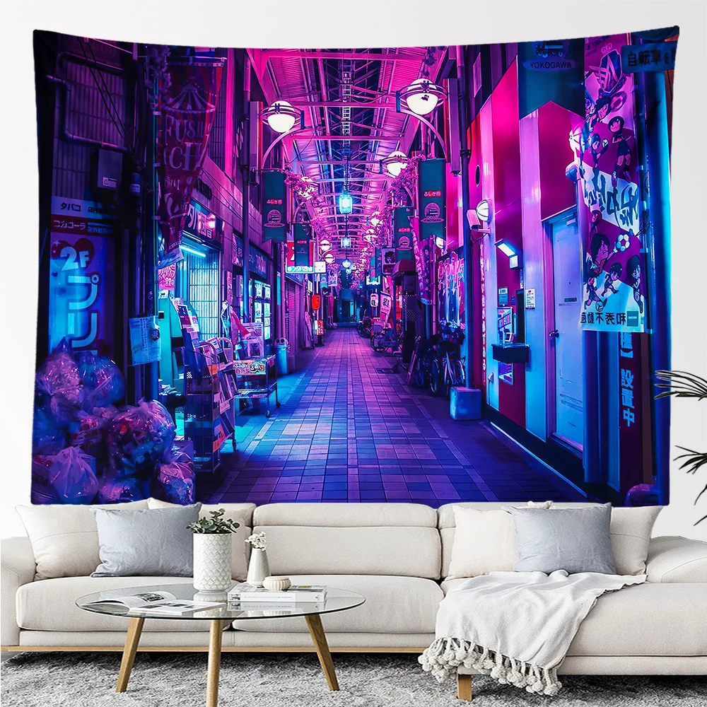 Cyberpunk Anime Tapestry,Wall Hanging,Kawaii Room Decor,Hippie,Large Fabric Wall Tapestry,Aesthetic Dorm Bedroom Decoration,Home