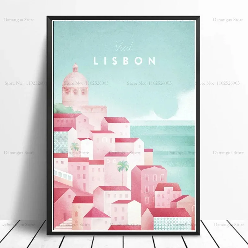 ملصق هزلي للمناظر الطبيعية لمدينة البرتغال للسفر في العالم ، فن جداري مطبوع ، لوحة قماشية ، صورة ، هدية صور ، ديكور غرفة المنزل ، ساخن