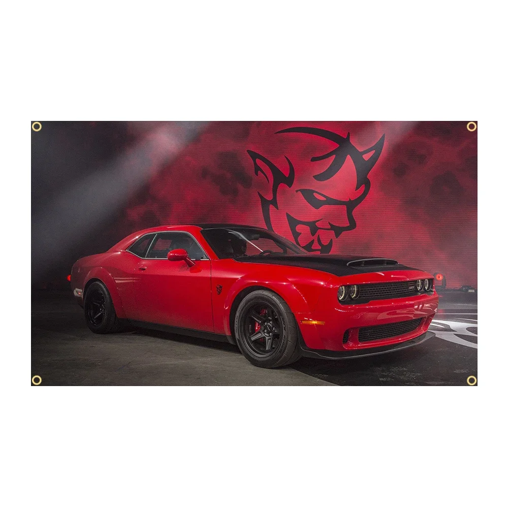 3X5Ft SRT Hellcat Demon Dodge Challenger Car Racing Flag Banner Decoration 90x150cm Jemony