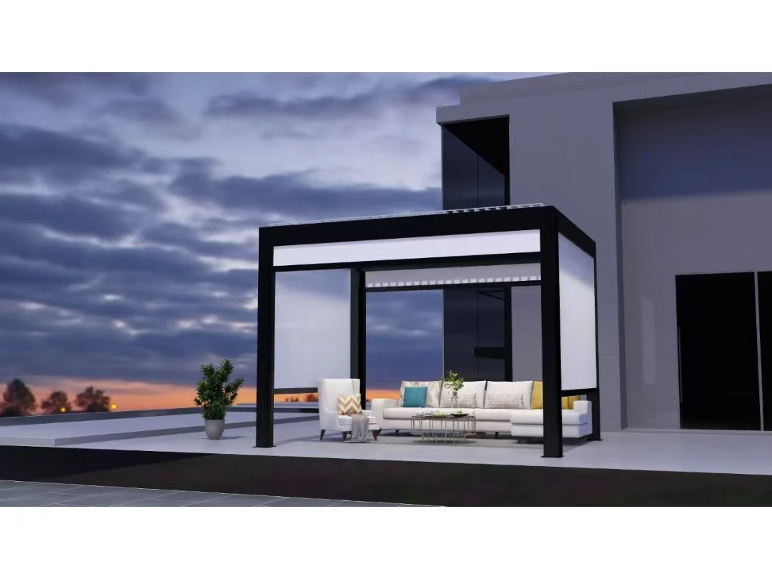 Motorised Aluminum Pergola System Louvered Glass Roof Electric Gazebo Terrace Balcony Including Screen Retractable Roof Systems