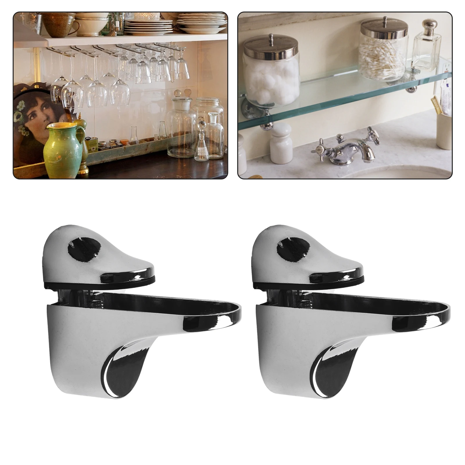 Useful Bathroom Shelves Bookcases Collectibles Displays Glass Clamp Mouth Clip Practical Zinc Alloy Extensible