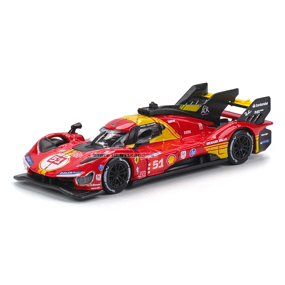 Bburago 1:64 Ferrari 2024 499P 83 51 Le Mans brinquedo modelo de carro de liga de corrida de resistência 24 horas