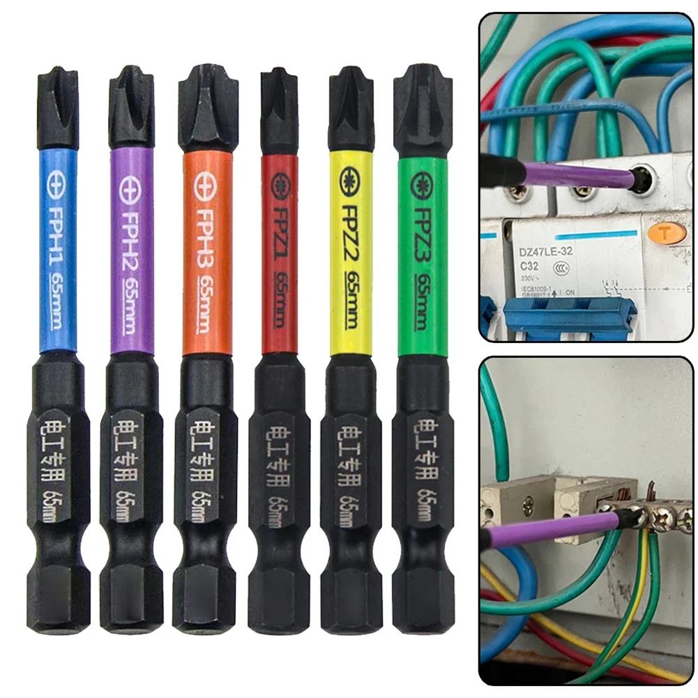 6pcs 65mm Magnetic Special Slotted Cross Screwdriver Bit For Electrician Circuit Breakers Socket Switch Power Tool image 2