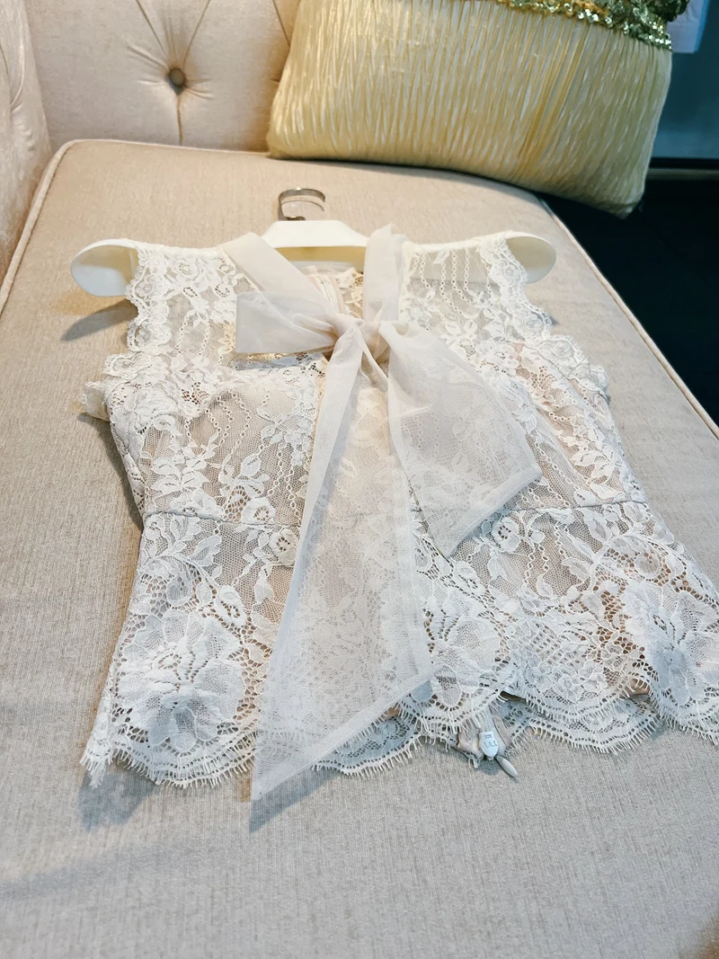 

Ele Liette Knot Lace irt Women's Body Fit ort Sve Slimming Versatile High End Summer Top