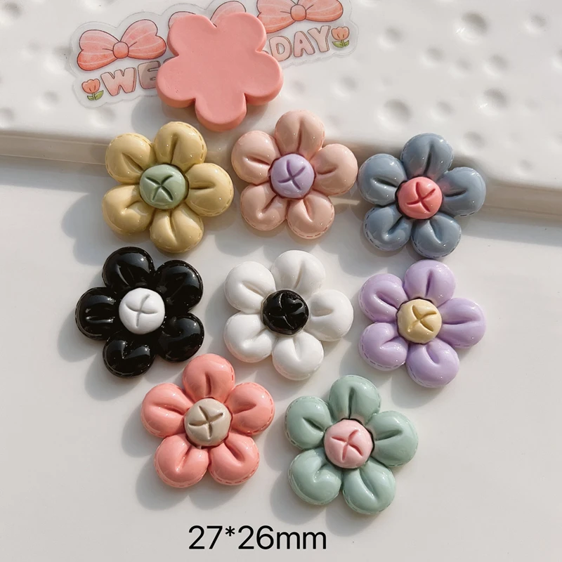 10Pcs New Cute Mini Cartoon Bright Surface,Button Flower Series Resin Scrapbook Diy Jewelry Wedding Hairpin Decorate Accessories