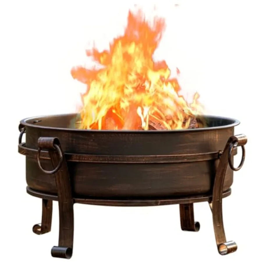 

36 Inch 3in1 Outdoor Fire Pit with Grill and Lid Featuring Heavy Duty Wood Burning Design Includes Round Table Fire Poker Water