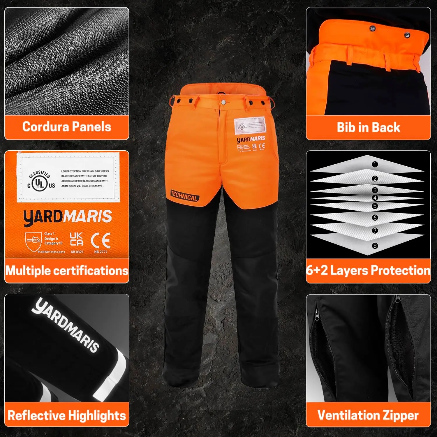 Chainsaw Pants, Technical Chainsaw Trouser, Chainsaw Chaps, Tree Cutting Pant With Adjustable Suspenders