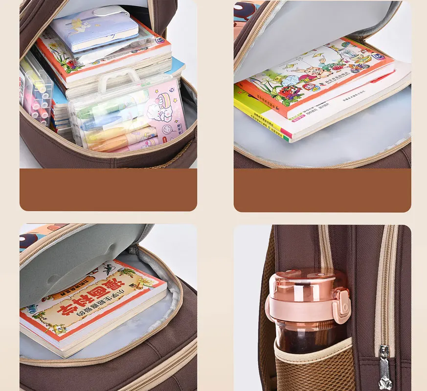 Kawaii حقيبة مدرسية كابيبارا أنيق كاكي حقيبة ظهر للأطفال عادية Daypack المراهقين صبي فتاة حقيبة كتف الأطفال حقيبة مدرسية على ظهره #5