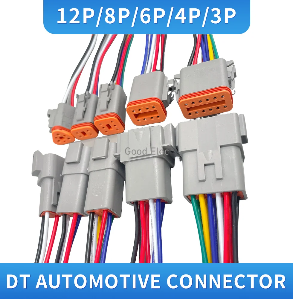 Коннектор elétrico impermeável para o motor de carro, DT06-2S, DT04-2P, 2P, 3P, 4P, 6P, 8P, 12P, 22-16AWG от fios, 1 группа