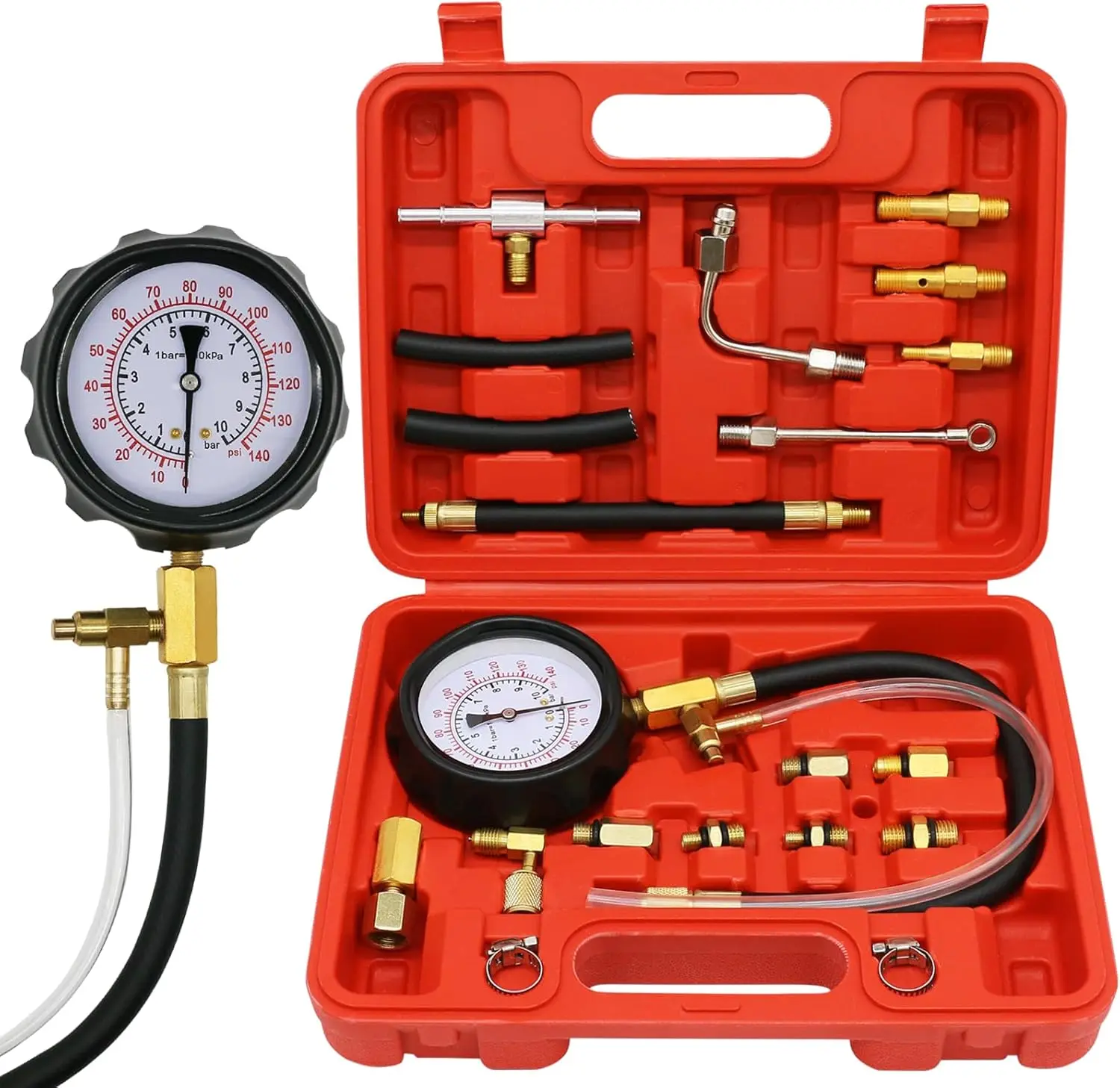 

Fuel Injector Pressure Tester 0-140PSI, Universal Fuel Pump Diagnostic Tool for Car Truck Motorcycle