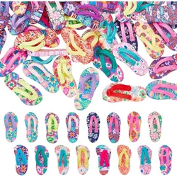 50Pcs Flip Flop Charms Polymer Clay Cabochon Handmade Flower Printed Slipper Ornament Flat Back Cabochons Miniature Flip Flops