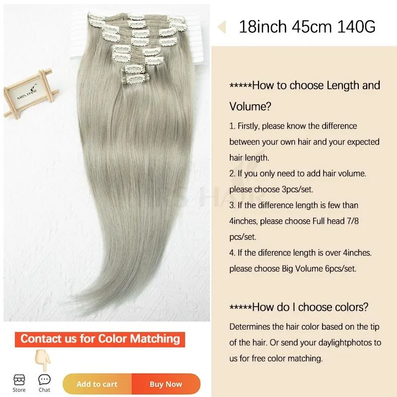 Clip d'argento personalizzata nei capelli Clip bionda nelle estensioni estensioni dei capelli umani estensioni Clip-on capelli veri capelli naturali 14-24 pollici