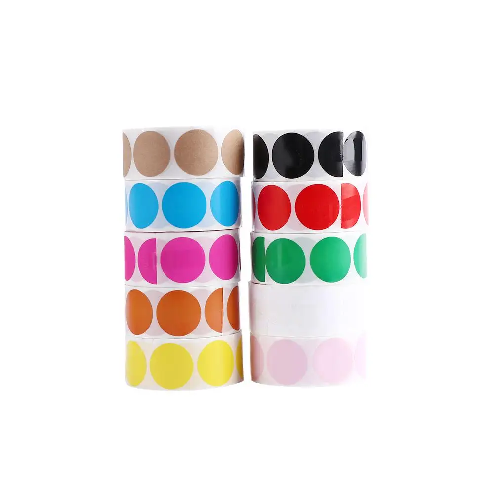 Black Stationery 1 Inch 500 Pcs /Roll Round code Color Labels Stickers Chroma Label Stickers Mark stickers Dot Labels Stickers