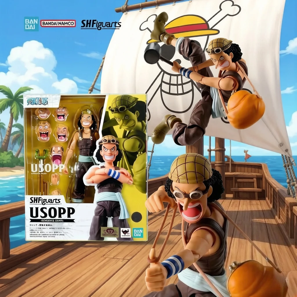 

In Stock Genuine Bandai One Piece Model Kit SHF Usopp Romance Dawn Anime Action Figure Collection Finished Model Boys Toys Gifts