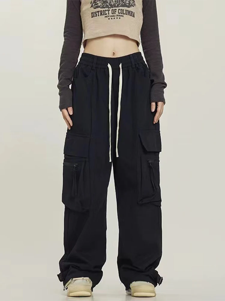 Women Red Cargo Pants Baggy Y2k Sweatpants Streetwear Oversize Pants Vintage Harajuku 90s Aesthetic Trashy Trousers Clothes 2024