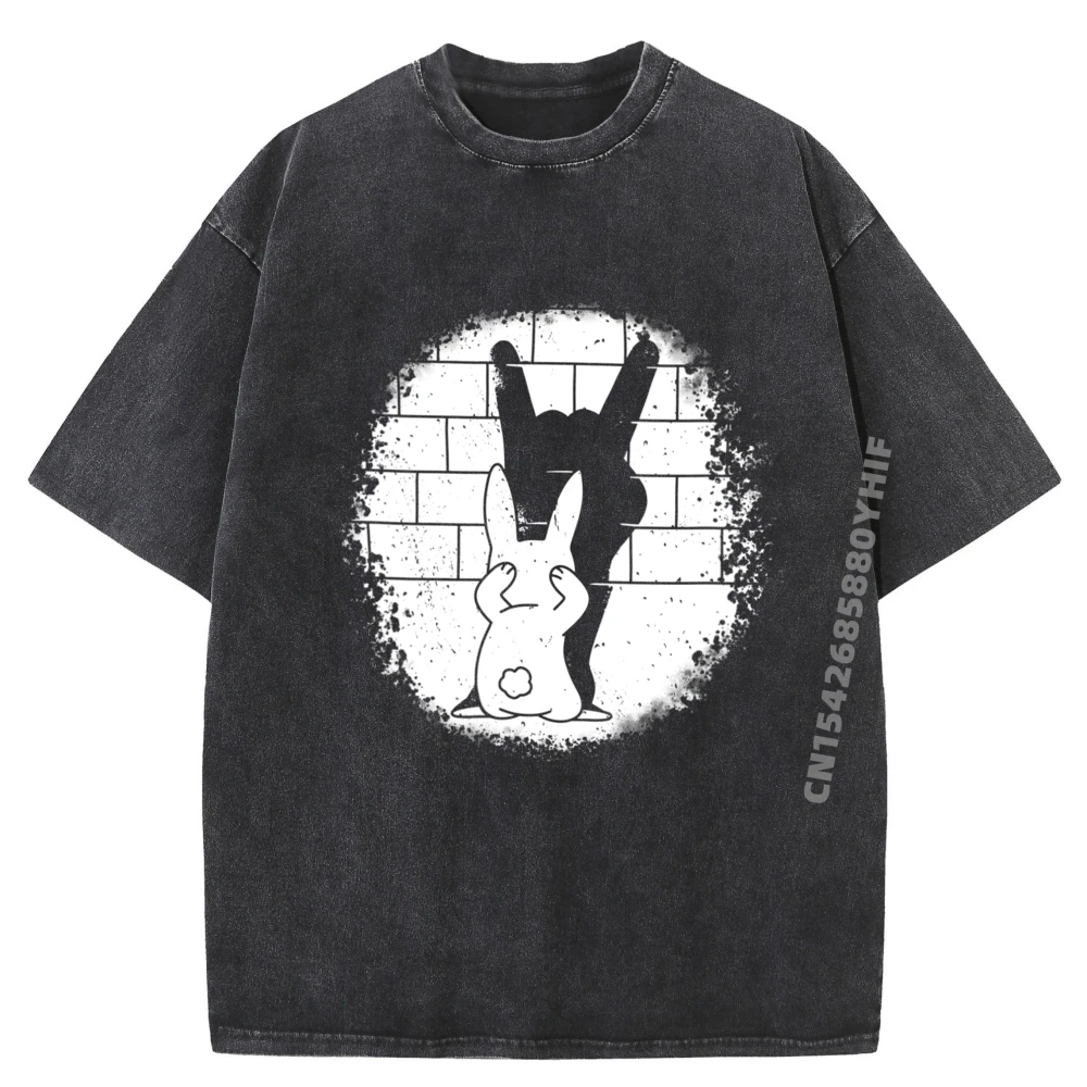 

Топы и футболки Rabbit Puppet Shadow On Devil для мужчин, крутые модные футболки, мужские забавные футболки, модная стираная одежда
