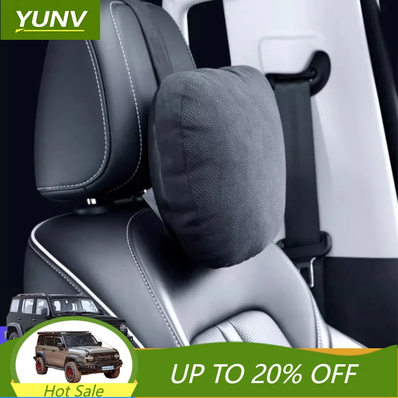 YUNV Suede Headrest Neck Pillows for GWM Wey Tank 300 Custom Rest Pillow Support Cushion Premium Interior Accessory