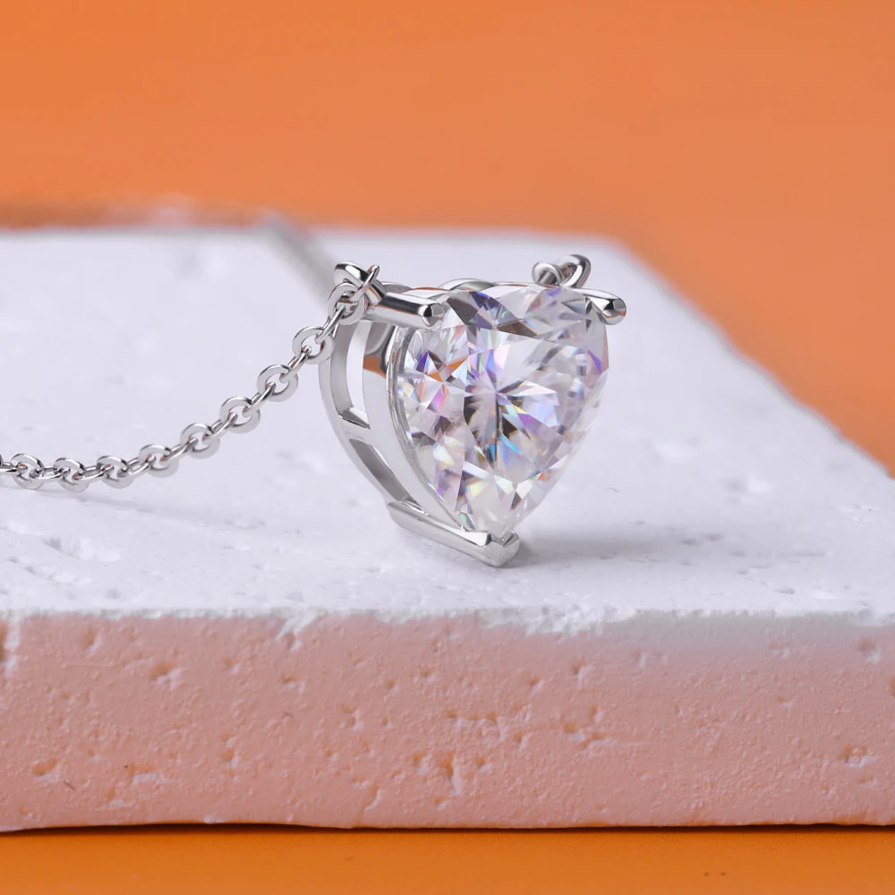 MUXIFC 4 Karat Herzschliff-Moissanit-Anhänger-Halskette für Damen, D-Farbe, VVS, GRA-zertifizierte Halskette, 925er Sterlingsilber, edler Schmuck