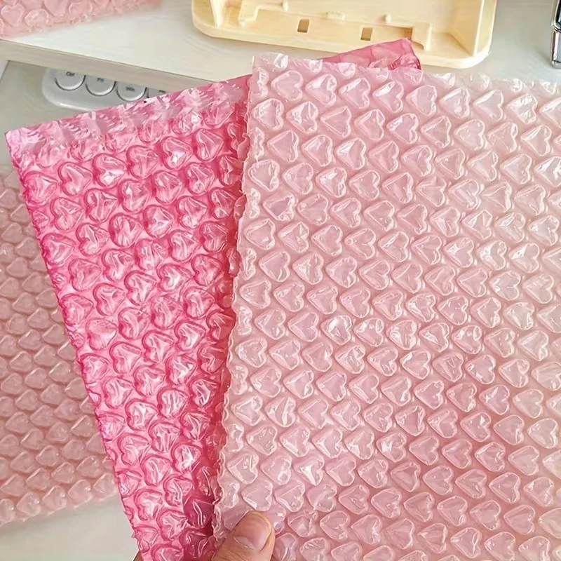 20PCS Mini Heart Shape Bubble Bag Self-Seal Envelopes Small Card Sleeve Shockproof Transportation Business Bubble Bags