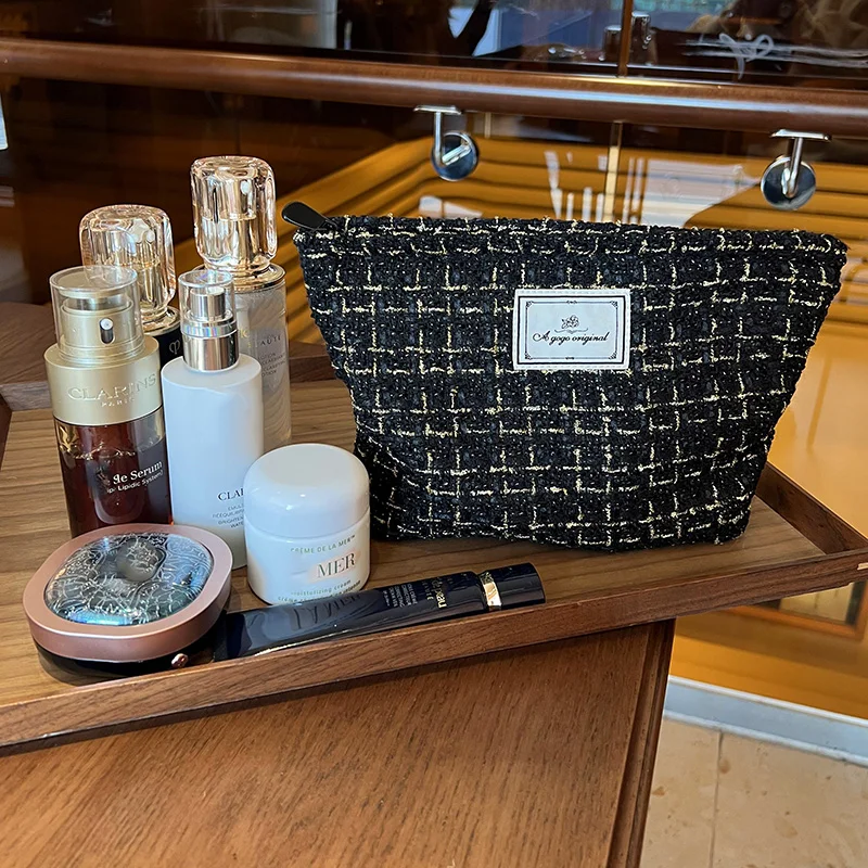 Simpatica borsa per il trucco Organizzatori con cerniera Pochette grande da donna per borsa di lusso Custodia estetica di moda Borsa da viaggio