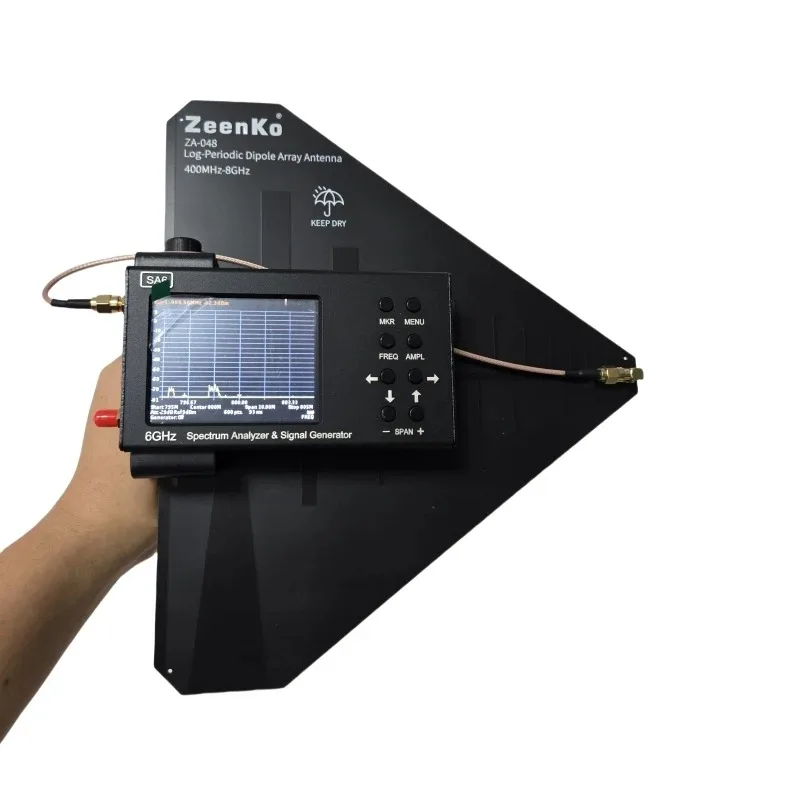 New SA6 6G Portable Spectrum Analyzer Signal Genertor + ZA048 Log Periodic Antenna LPDA for 3G 4G LTE CDMA DCS GSM GPRS GLONASS