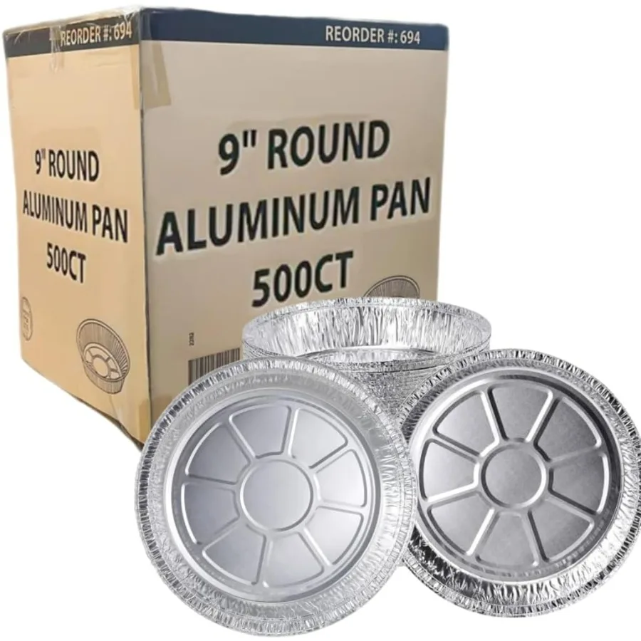 

9-дюймовая круглая сковорода из алюминиевой фольги без крышек, одноразовые выносные контейнеры для пищевых продуктов, паровой стол, жарка, выпечка и газовая духовка