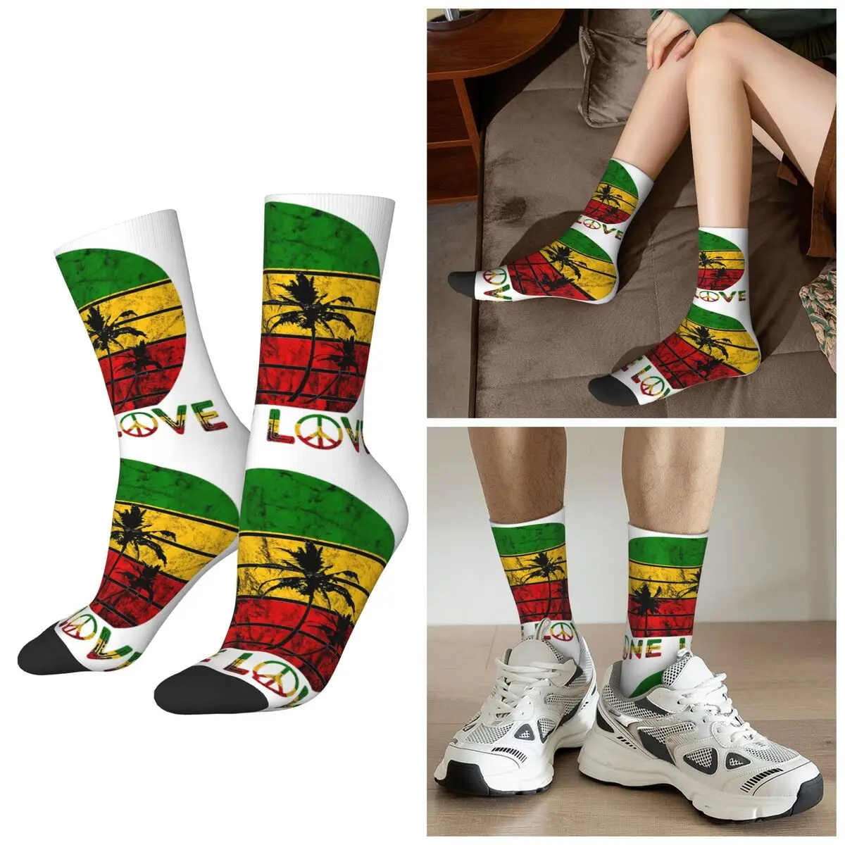 

Всесезонные носки в стиле Харадзюку в винтажном стиле Bob Marley One Love, спортивные носки средней длины, повседневные чулки для мужчин и женщин, подарки