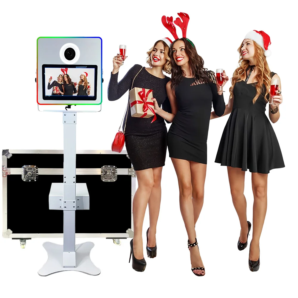 Magic Mirror Photo Booth Machine with 15.6 inch Touch Screen DSLR Camera Photobooth with Flight Case for Wedding Party Event