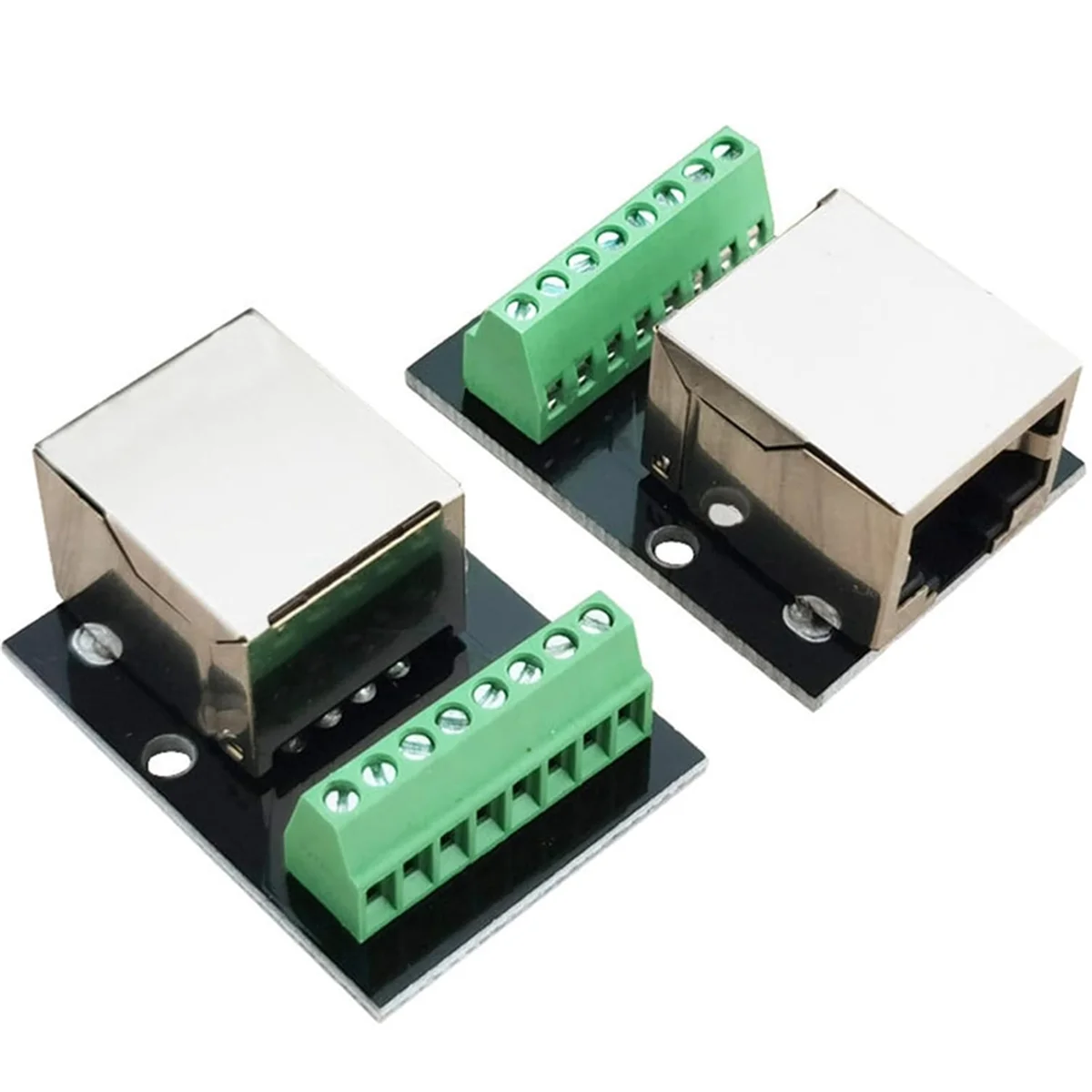 4PCS RJ45 Ethernet Female Socket Connector Breakout Board,2.54mm Connector Board Shielded Network Adapter Terminal