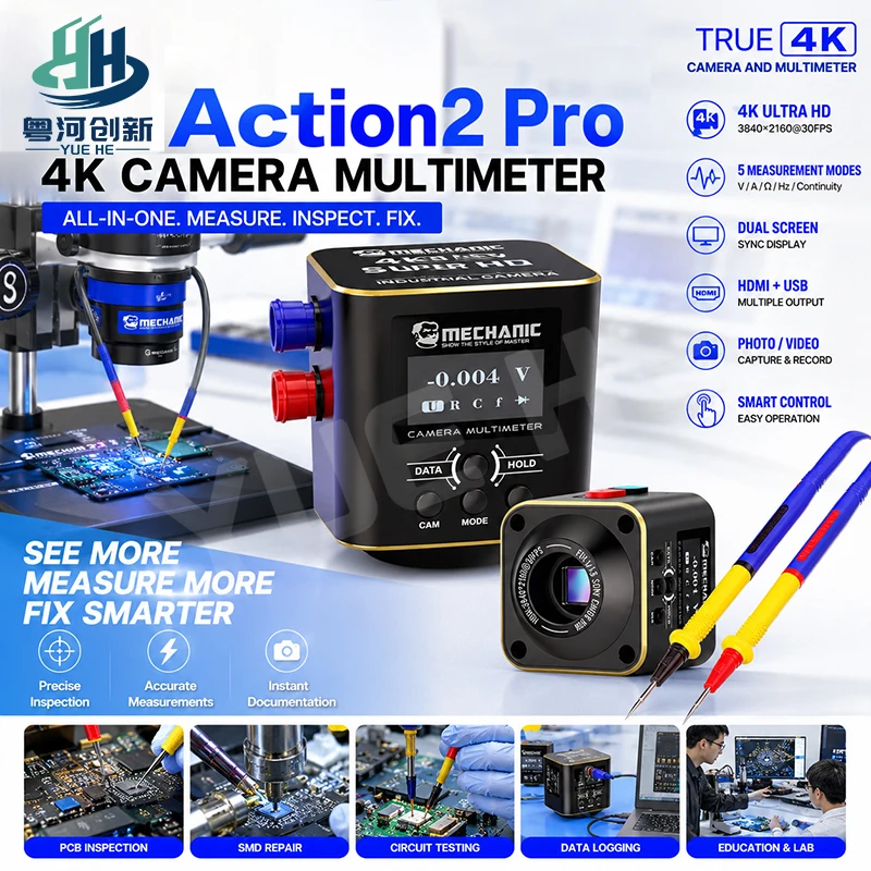 MECHANIC Action 2 Pro 4K Industrial Camera Multimeter High Dynamic Range 5 Measurement Modes for PCB Repair Tools