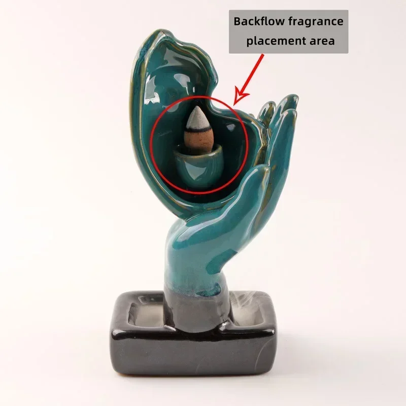 1pc,Handmade Ceramic Incense Burner for Home Decoration Beautiful Waterfall Design (Without Incense)