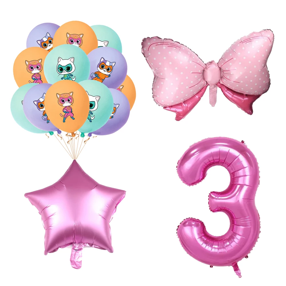 Superkitties Happy Birthday Party Decor Paw Meow Cat Super Kitties Geschirr Tischdecke Teller Tasse Geschenkset Kinderparty-Spielzeug