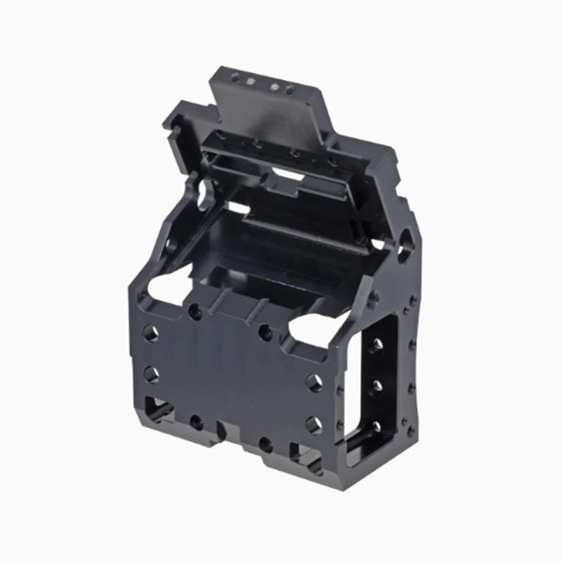 CNC machined black anodized aluminum alloy mechanical structural parts precision machined support base